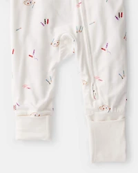 Baby Girl Art Print PurelySoft Sleep & Play Pajamas - White
