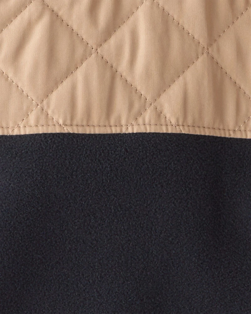 Boys Color Block Zip-Up Jacket - Black