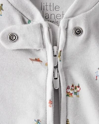 Baby Organic Cotton Sleep & Play Pajamas in Frosted Trail Print