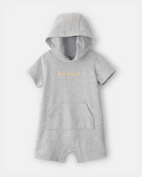 Baby Boy 'Main Squeeze' Short-Sleeve Hooded Romper - Grey