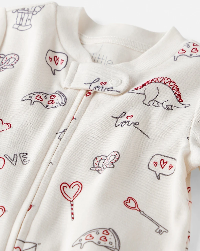 Baby Organic Cotton Sleep & Play Pajamas in Little Loves Print