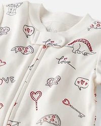 Baby Organic Cotton Sleep & Play Pajamas in Little Loves Print