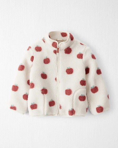 Toddler Recycled Sherpa Jacket in Apple Print