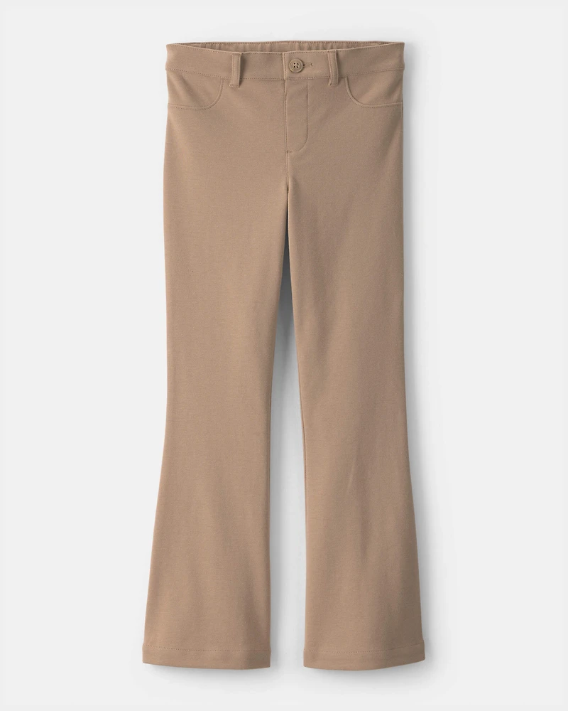Girls 2-Pack Uniform Ponte Flare Pants - Khaki