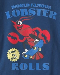 Boys 2-Piece Lobster Graphic Tee & Shorts Set - Navy/Red