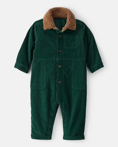 Baby Boy Corduroy Long-Sleeve Jumpsuit - Green