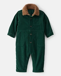 Baby Boy Corduroy Long-Sleeve Jumpsuit - Green
