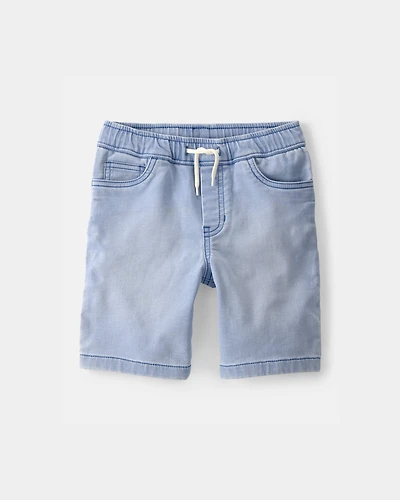 Boys Denim Drawstring Shorts - Light Wash