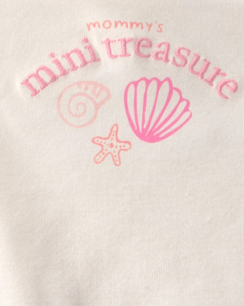 Baby Girl 2-Piece 'Mommy's Mini Treasure' Shell Bodysuit & Pant Set - Pink/Ivory
