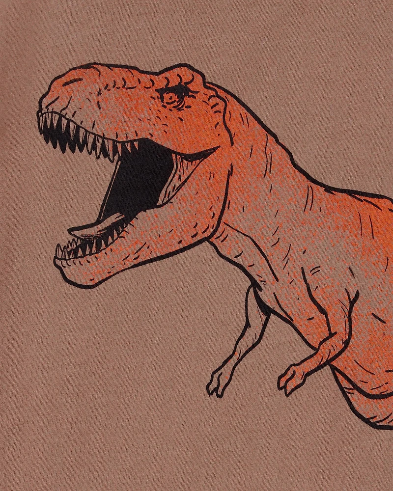 Kid Dinosaur Short-Sleeve Graphic Tee- Brown