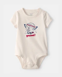 Baby Soccer Ball Graphic Bodysuit - Ivory