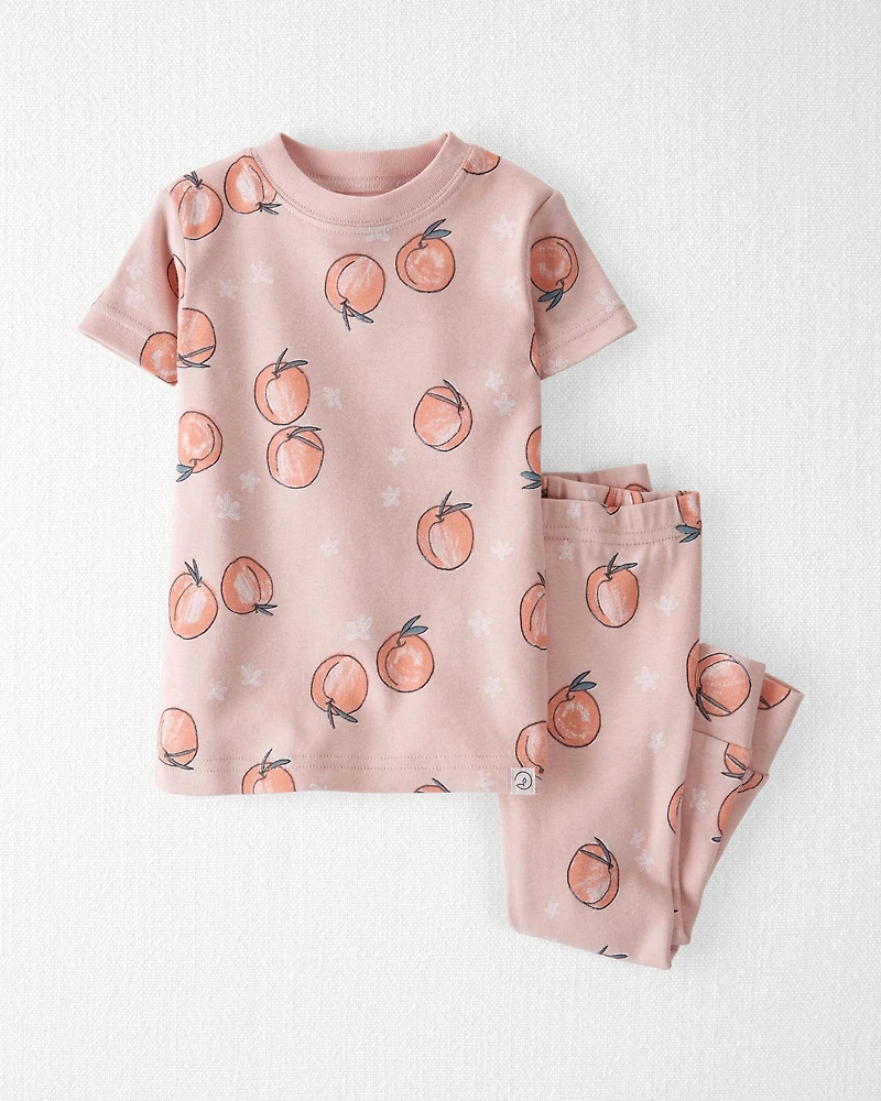 Baby Girl Organic Cotton Pajamas in Peach Print