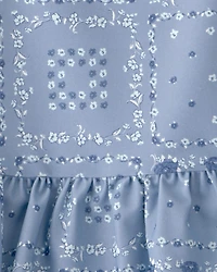 Toddler Girl Bandana Floral 1-Piece Swimsuit - Blue