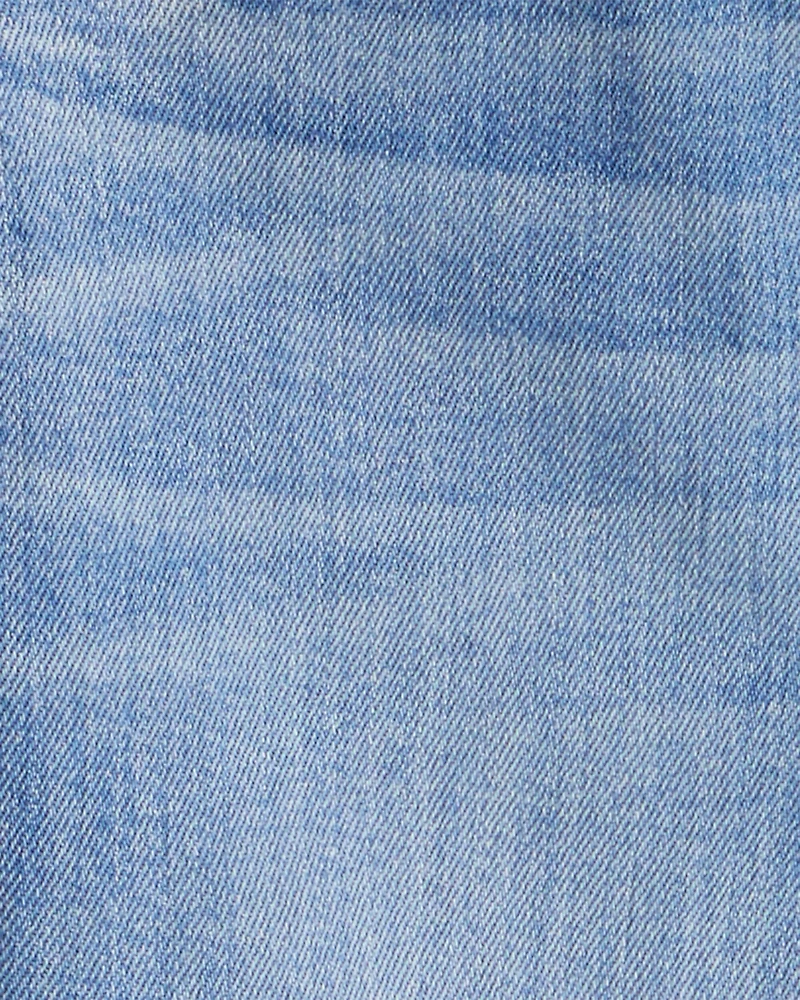 Girls Button-Front Straight Leg Jeans - Blue