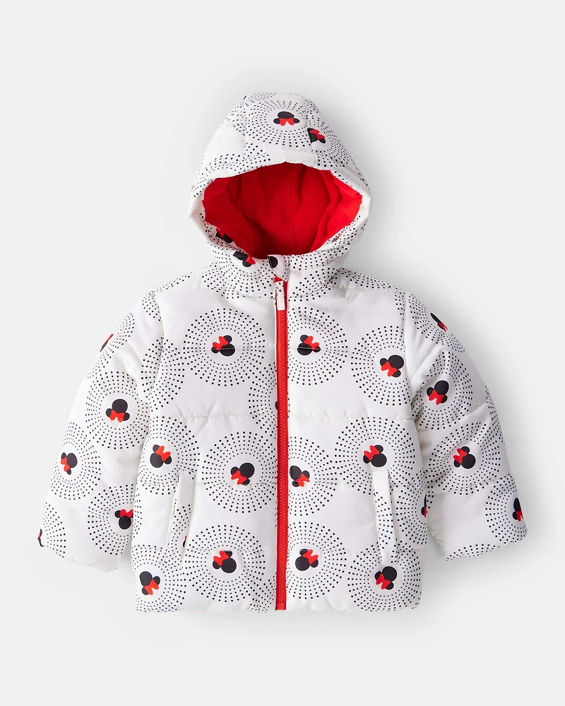 Girls Disney© Minnie Mouse Hooded Heavyweight Winter Jacket - White