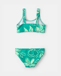 Girls 3-Piece Floral Rashguard Swimsuit Set - Green
