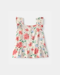 Toddler Girl Floral Peplum Top - Cream