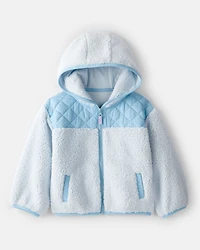 Toddler Girl Sherpa Hooded Zip-Up Jacket - Blue