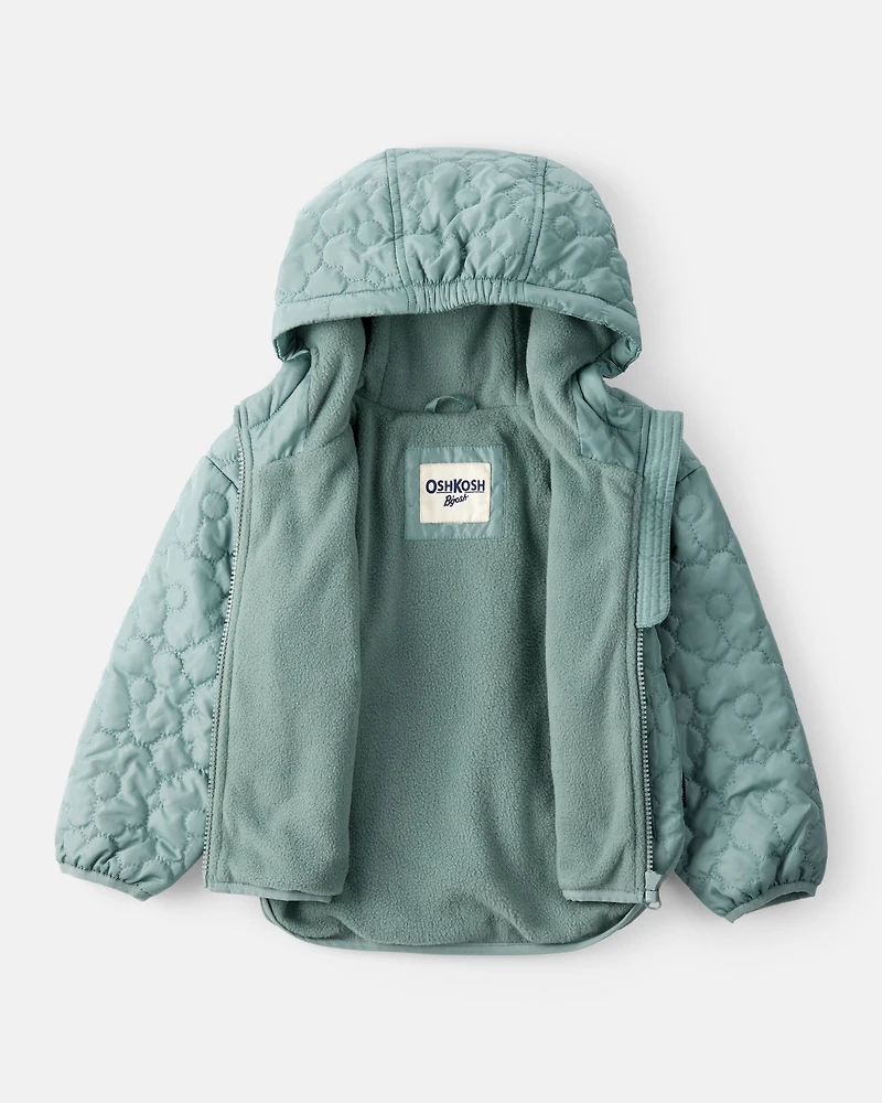 Toddler Girl Floral Quilted Long-Sleeve Midweight Jacket - Green