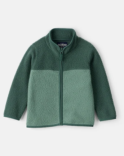 Toddler Boy Color Block Microfleece Zip-Up Jacket - Green