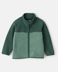 Toddler Boy Color Block Microfleece Zip-Up Jacket - Green