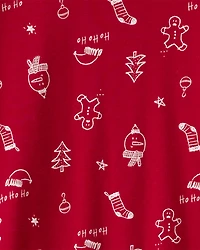 Adult Christmas 100% Cotton Snug Fit 2-Piece Pajamas - Red