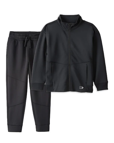 Boys 2-Piece Zip-Up Jacket & Joggers Set - Black