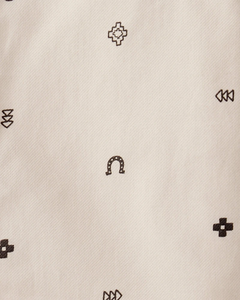 Baby Boy Western Print Cotton Long-Sleeve Button-Down Shirt - Ivory