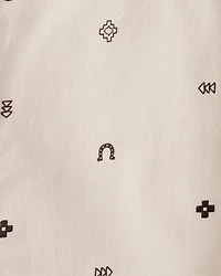 Baby Boy Western Print Cotton Long-Sleeve Button-Down Shirt - Ivory