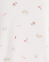 Toddler Girl Painting & Coloring Print PurelySoft Long-Sleeve 2-Piece Pajamas - Ivory