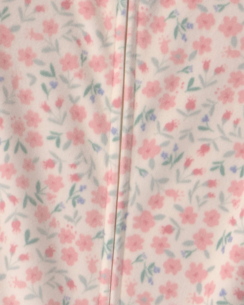 Toddler Girl 1-Piece Floral DreamPlush Snug Fit Footed Pajama - Cream