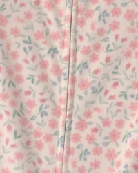 Toddler Girl 1-Piece Floral DreamPlush Snug Fit Footed Pajama - Cream