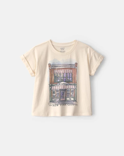 Girls 'New York City' Graphic Tee - Cream