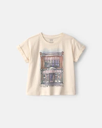 Girls 'New York City' Graphic Tee - Cream