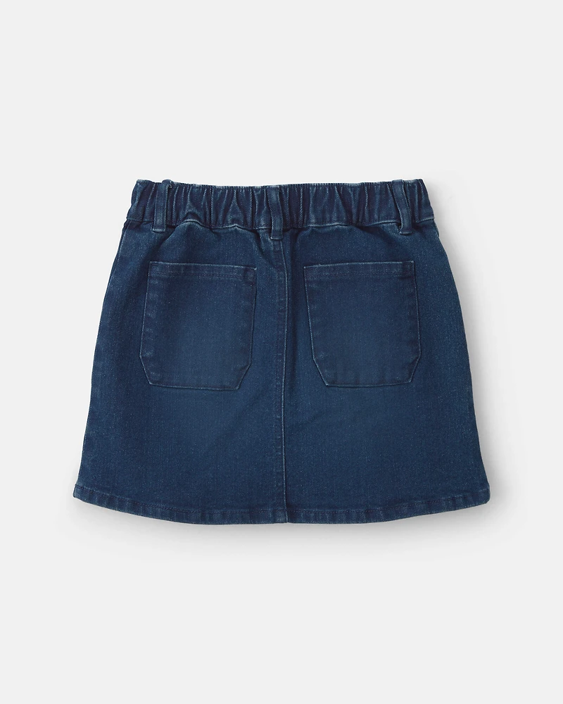 Girls Chambray Denim Skirt - Dark Wash