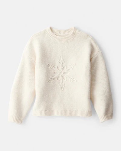 Toddler Girl Snowflake Long-Sleeve Sweater - Cream