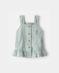 Baby Girl Button-Down Peplum Tank Top - Green