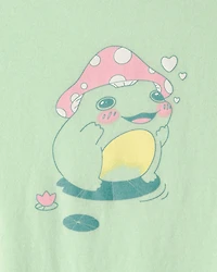 Girls Frog Graphic Tee - Green