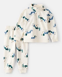 Toddler Boy 2-Piece Dog French Terry Zip-Up Jacket & Jogger Pant Set