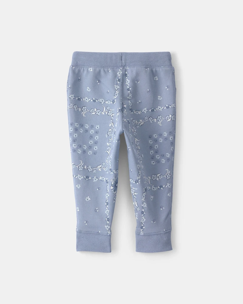 Baby Girl Floral Drawstring Knit Joggers