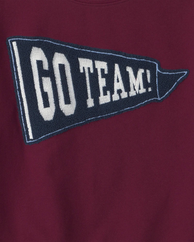 Boys 'Go Team!' Pullover Sweatshirt - Burgundy