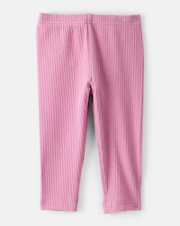 Baby Girl Cotton Ribbed Stretch Leggings - Purple