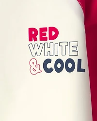 Toddler Boy 'Red White & Cool' Rashguard - Red/White