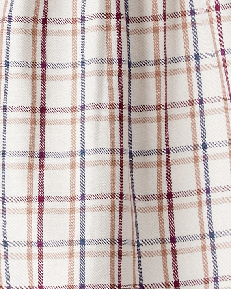 Baby Girl 2-Piece Plaid Short-Sleeve Outfit Set - Blue