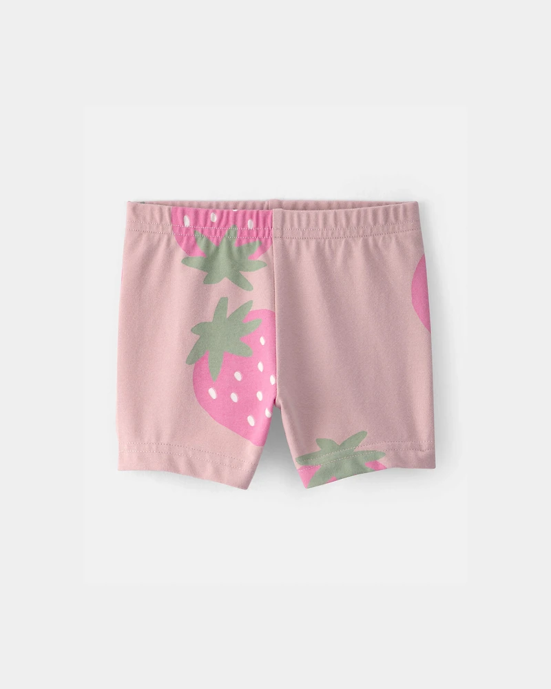 Baby Girl Strawberry Bike Shorts - Pink