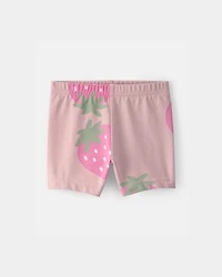 Baby Girl Strawberry Bike Shorts - Pink