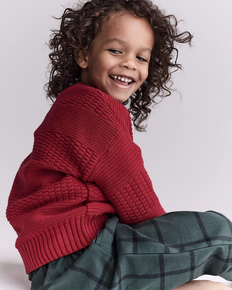 Toddler Cable-Knit Pullover Sweater - Red