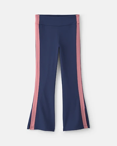 Girls Pull-On Stretch Active Flare Leggings - Navy Blue/Pink