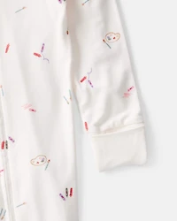 Baby Girl Art Print PurelySoft Sleep & Play Pajamas - White
