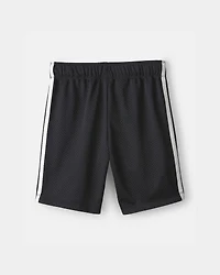 Boys Striped Mesh Active Shorts - Black